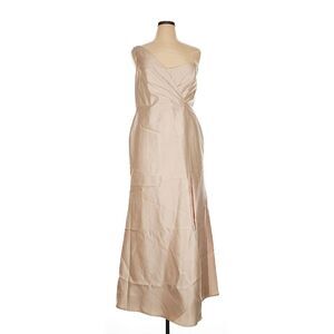 Alfred Sung Champagne Gold‎ One Shoulder Draped Gown Maxi Dress Size 14